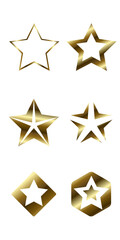 An abstract gold star icon, symbol, shape golden star on dark background templates design.