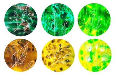 Set of abstract watercolor colorful circles for highlights