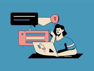 Business people working in flat vector concept operation hand drawn illustration
