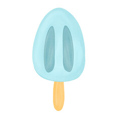Watercolor ice cream popsice. Summer cold sweet tasty food. Hand painted ice cream illustration isolated.
