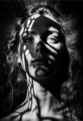 Woman taking black and white photo Generative AI Technology	
