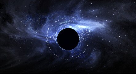 Black hole vector illustration. Space galaxy background
