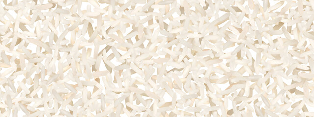 Basmati or jasmine uncooked rice seamless pattern. Vector background of raw ingredient of traditional indian, japanese, thai, or chinese food. Organic nutrition
