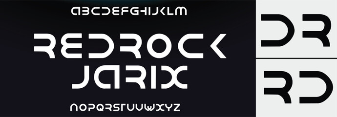 REDROCK JARIX Modern Bold Font. Regular Italic Number Typography urban style alphabet fonts for fashion, sport, technology, digital, movie, logo design, vector illustration