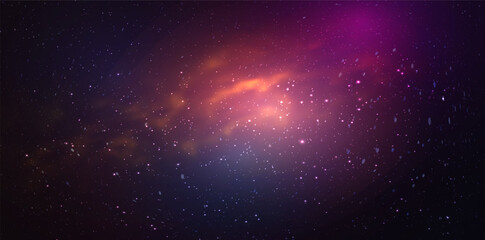 Space background with realistic nebula and shining stars. Magic colorful galaxy with stardust © WhataWin