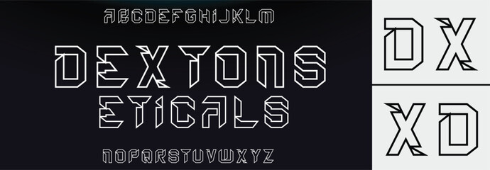 DEXTONS ETICALS Modern Bold Font. Regular Italic Number Typography urban style alphabet fonts for fashion, sport, technology, digital, movie, logo design, vector illustration