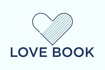 Book Logo Education Symbol Geometric Linear Rounded Style Heart