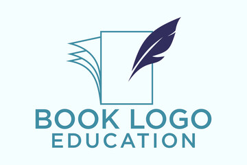 Pen quill book logo writing in the papers on an open book