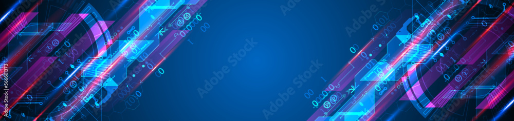 Wall mural abstract technology concept. circuit board, high computer background. vector illustration with space