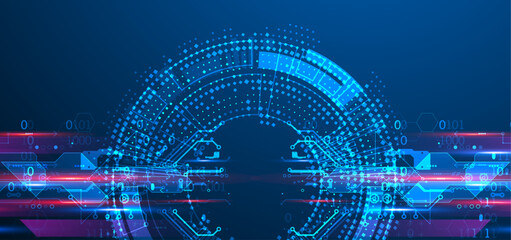 Obraz premium Abstract technology concept. Circuit board, high computer background. Vector illustration with space for content, web - template, business tech presentation.