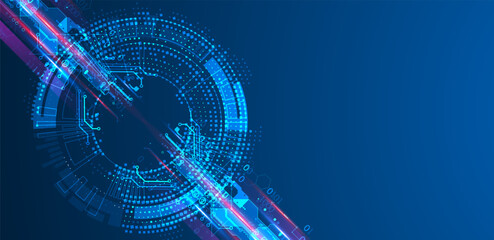 Abstract technology concept. Circuit board, high computer background. Vector illustration with space for content, web - template, business tech presentation.
