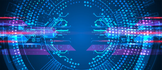 Abstract technology concept. Circuit board, high computer background. Vector illustration with space for content, web - template, business tech presentation.