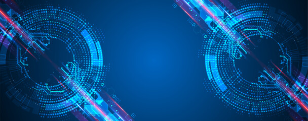 Abstract technology concept. Circuit board, high computer background. Vector illustration with space for content, web - template, business tech presentation.