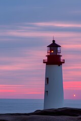 sunset view and lighthouse - generative ai
