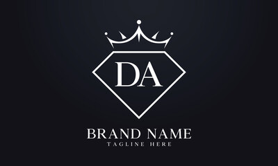 Diamond crown vector. Luxury queen logo for jewelry vector with letters
