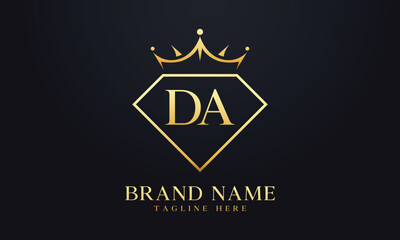 Diamond crown vector. Luxury queen logo for jewelry vector with letters