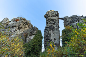 Die Externsteine, Sandstein-Felsformation bei Horn-Bad Meinberg, Teutoburger Wand, Nordrhein-Westfalen
