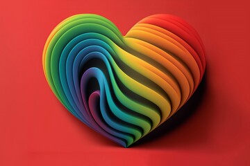 futuristic abstract 3d heart - rainbow colors - valentine's day