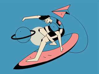 Business people working in flat vector concept operation hand drawn illustration
