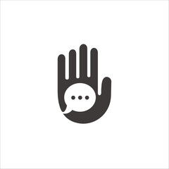 Hand chat negative space logo