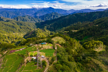 Fototapeta na wymiar Beautiful aerial of the cordillera mountains in Atok, Benguet, Philippines.