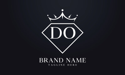 Diamond crown vector. Luxury queen logo for jewelry vector with letters