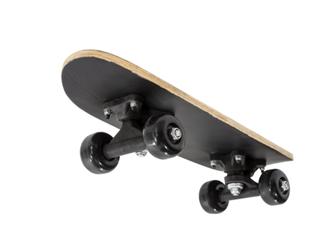 Toy skateboard wheels and underside isolated cut out.