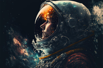 Obraz na płótnie Canvas an astronaut in space, created with generative ai technology