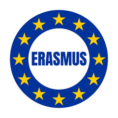 Erasmus sign illustration with the European flag