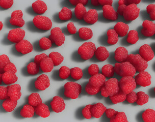 3d rendering illustration of red raspberry fruit, using Generative AI