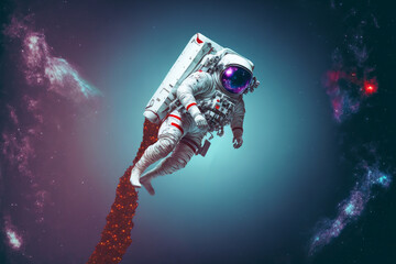 Fototapeta na wymiar Man in space suit, glitter, Generative AI