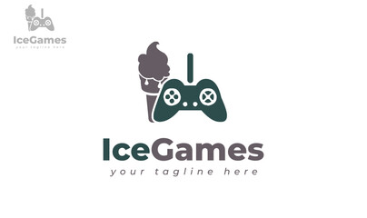 Game stick logo design combined with 
ice cream. vector