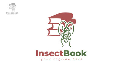 Book logo design combined with 
insects. vector