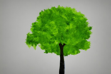 Illustration of tree with leaves, minimalist style, Generative AI