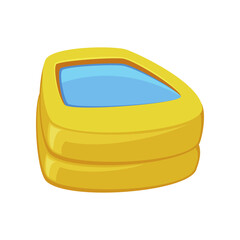 Yellow inflatable kiddie pool vector illustration. Rubber or plastic container with water for children isolated on white background. Summer, holidays, entertainment concept