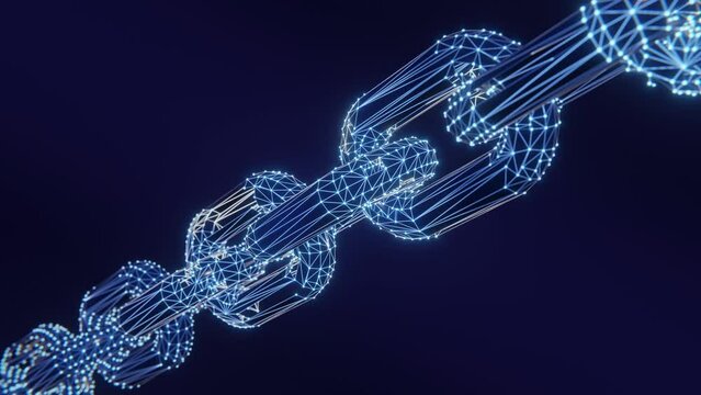 Concept connected technology building business nodes. Blockchain crypto technology chain digital ledger for cryptocurrencies like bitcoin or Ethereum. Data security and encryption.  3d rendering