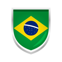 Brazil Flag Badge Shield Shape