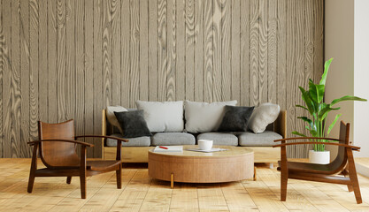 living room interior mock up design, 3d illustration rendering