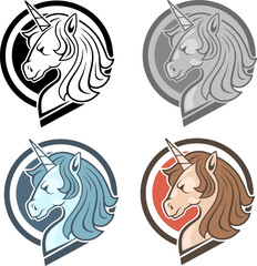 mythological legendary unicorn, logo design