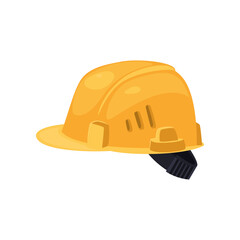 Cartoon yellow hardhat isolated on white. Vector illustration of construction equipment. Building work concept