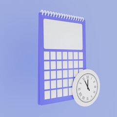3d rendering 
calendar and clock with abstract composition in minimal design.