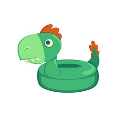 Fototapeta premium Dinosaur swimming ring for pool or sea vector illustration. Equipment or toy for water activities in shape of animal isolated on white background. Summer, holidays concept