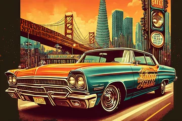 Wall murals Best sellers Collections Art old style san francisco retro design Illustration generative ai