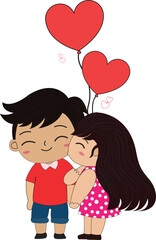 valentine card with hearts and glasses boy and girl as lovers