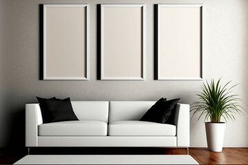 mockup frame in modern living room