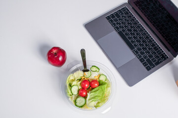 Fresh vegetable salad, healthy work environment