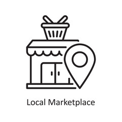 Local Marketplace Vector Outline Icon Design illustration. Shopping and E-Commerce Symbol on White background EPS 10 File