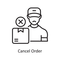 Cancel Order Vector Outline Icon Design illustration. Shopping and E-Commerce Symbol on White background EPS 10 File