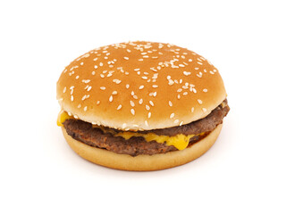 Homemade hamburger isolated on white background