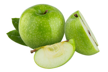 Fresh green apple isolated on alpha background.
